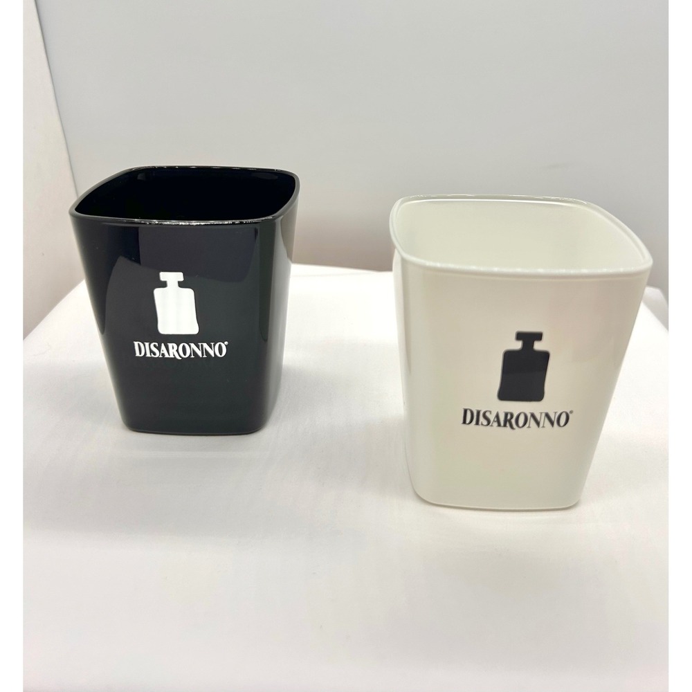Disaronno Amaretto Rocks Glasses Set of 2 Black & White Square Tumblers Barware